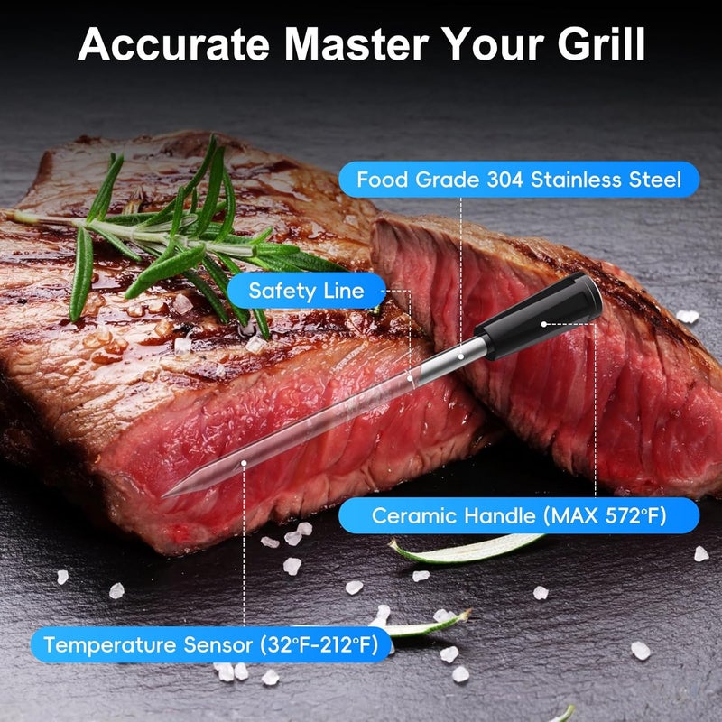 Newise Wireless Bluetooth Meat Thermometer - 2 Probes & App Control, Valentines Day Birthday Gifts for Men Him, Smart Digital Thermometer for Cooking, Oven, Smoker, BBQ, Grill - Image 4